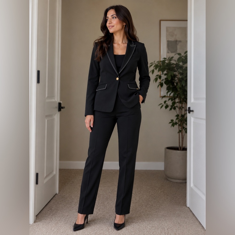 Women's Black Calvin Klein Tailored Blazer & Pants Suit set size 6